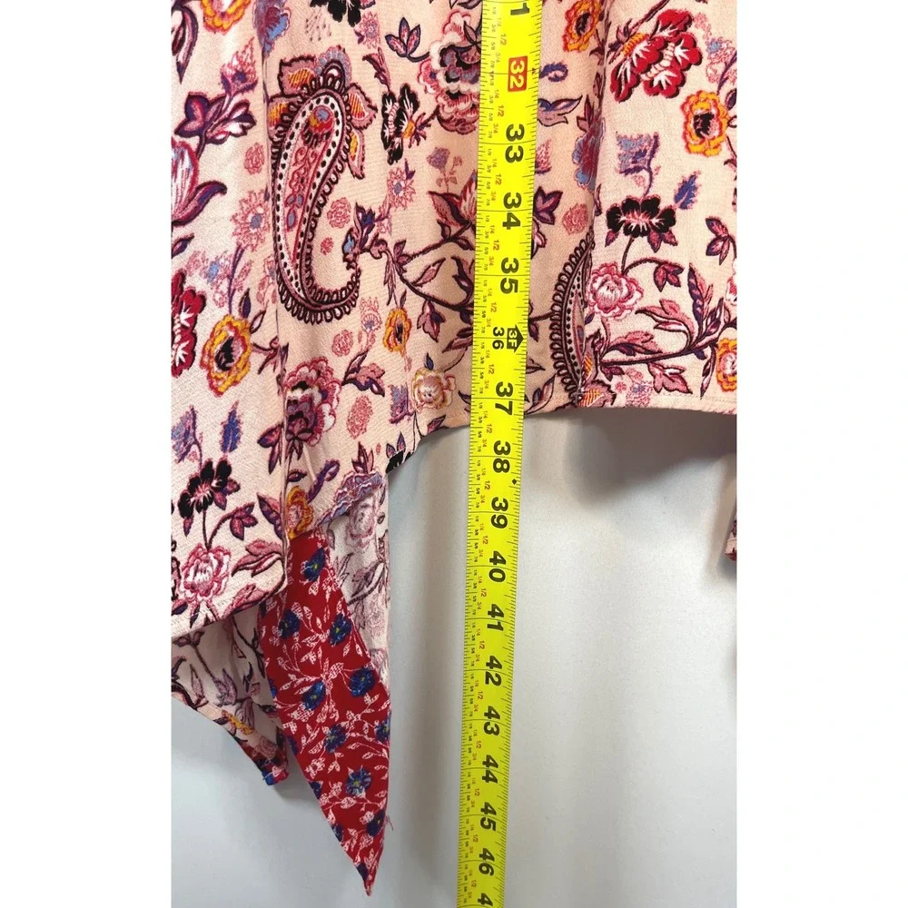 Artesia Paisley Floral Kimono XL/XXL Red Pink Boho Hippie Gypsy Eclectic Artsy